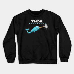 Hammer of Thor Narwharok Narwhal Funny Graphic Parody Crewneck Sweatshirt